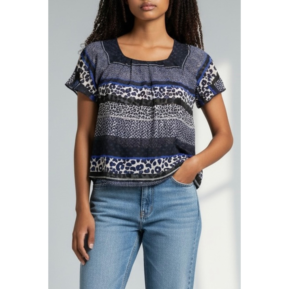 EXPRESS blouse animal print blue size XS